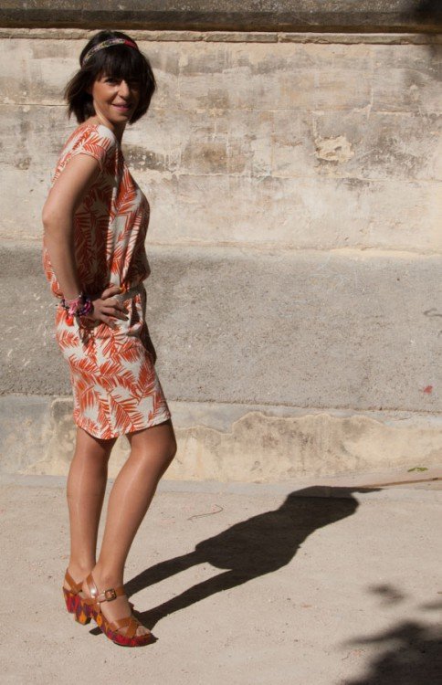 Robe palmier orange