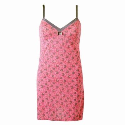 nuisette-effet-soie-motif-fleur-corailtaupe