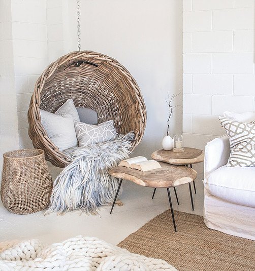 coin repos cocooning avec fauteuil suspendu