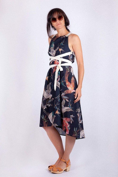 Robe imprimé oiseaux, tissus japonisant